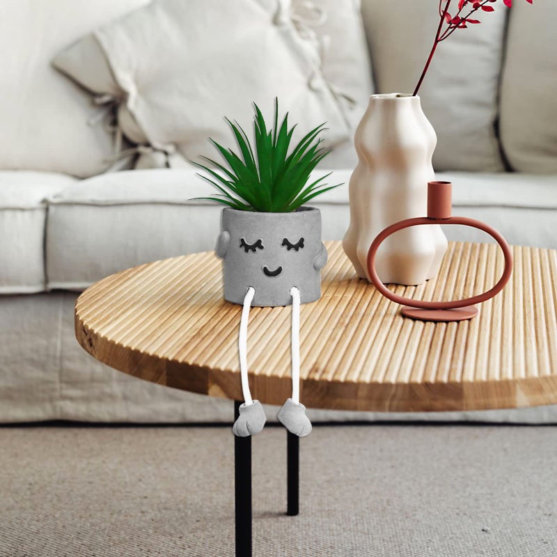 Zerzsy Artificialplant Succulents in Cement Pots with Hanging Leg  Kitchen Shelf Decor Bathroom Shelf Decor Shelf Decor Accents Office Wall Decor - Set of 1 - Image 5