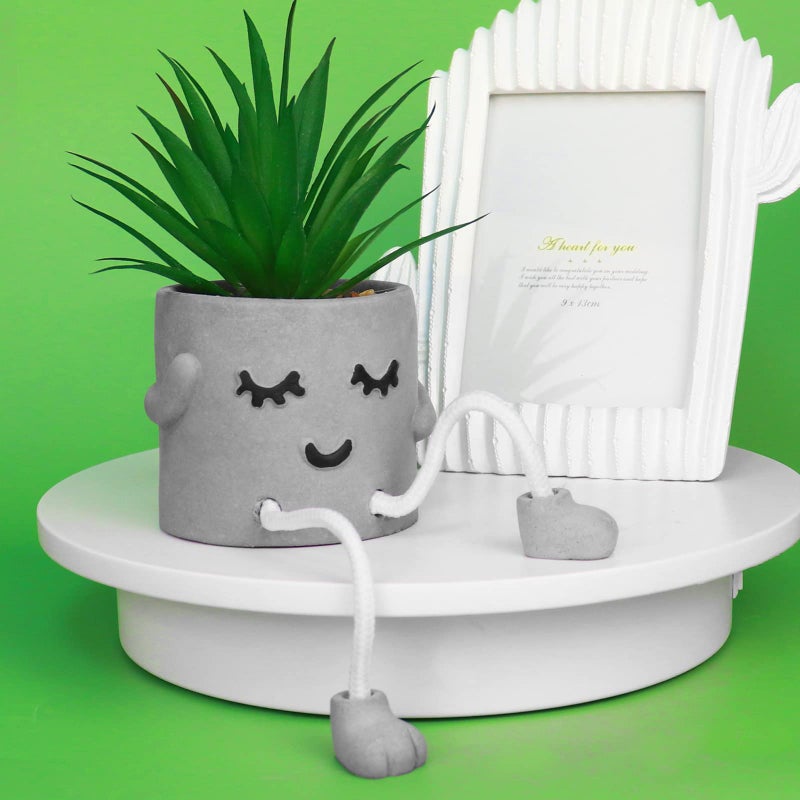 Zerzsy Artificialplant Succulents in Cement Pots with Hanging Leg  Kitchen Shelf Decor Bathroom Shelf Decor Shelf Decor Accents Office Wall Decor - Set of 1 - Image 2