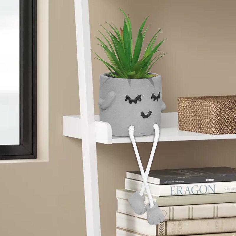 Zerzsy Artificialplant Succulents in Cement Pots with Hanging Leg  Kitchen Shelf Decor Bathroom Shelf Decor Shelf Decor Accents Office Wall Decor - Set of 1 - Image 4
