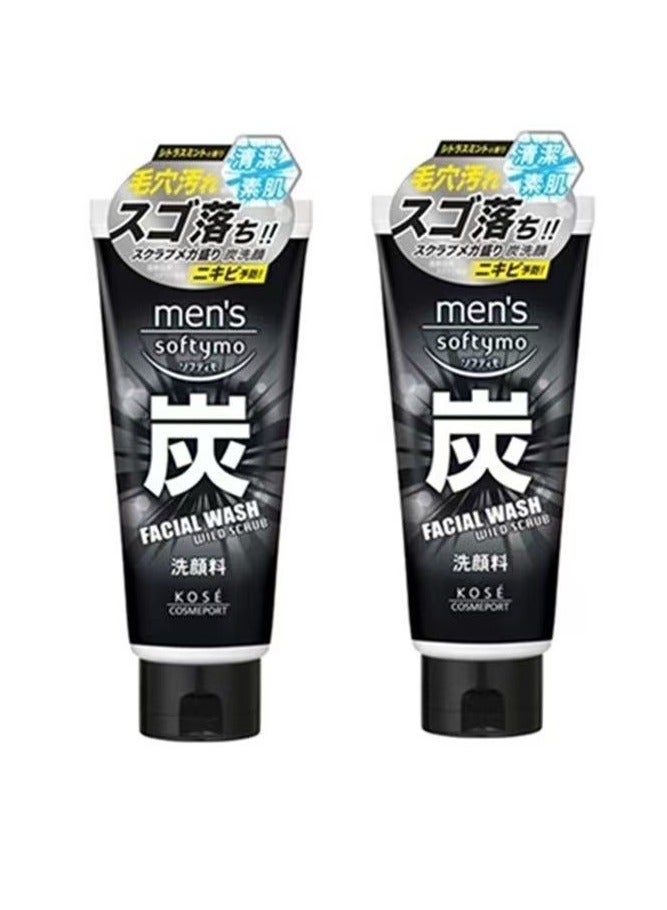KOSE Men's Softy Mo Facial Wash, Charcoal 130g,Pack of 2 - Image 1