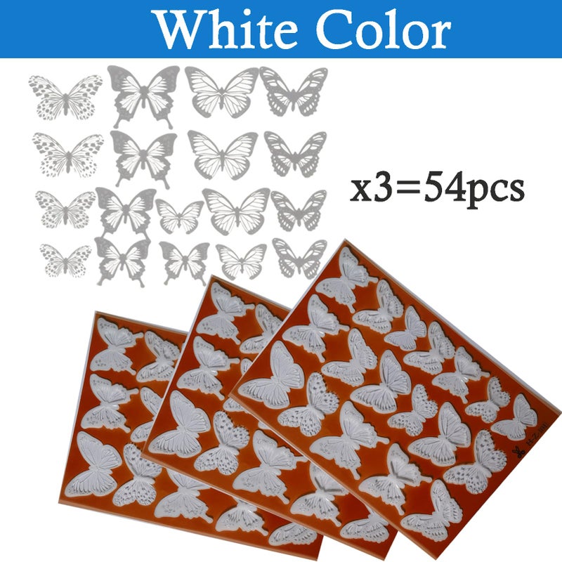إي ونج Ewong 54pcs أبيض ثلاثي الأبعاد ديكور الجدار الفراشة - الفراشة الديكور الحفلة تزين - قابلة للإزالة جدار مقاوم للماء شارات عيد ميلاد غرفة غرفة نوم للحمام - Image 4