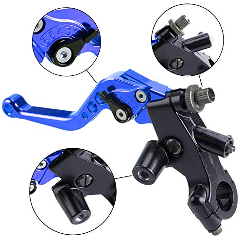 MRELC Universal Motorcycle 7/8" 22mm Handlebar Brake Master Cylinder Clutch Lever CNC Left & Right Set Compatible with Harley Honda Kawasaki Suzuki Yamaha（ Piston Diameter 12.7mm (Blue) - Image 3