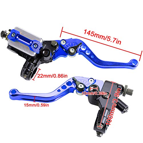 MRELC Universal Motorcycle 7/8" 22mm Handlebar Brake Master Cylinder Clutch Lever CNC Left & Right Set Compatible with Harley Honda Kawasaki Suzuki Yamaha（ Piston Diameter 12.7mm (Blue) - Image 4