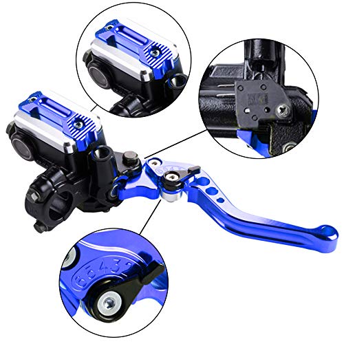 MRELC Universal Motorcycle 7/8" 22mm Handlebar Brake Master Cylinder Clutch Lever CNC Left & Right Set Compatible with Harley Honda Kawasaki Suzuki Yamaha（ Piston Diameter 12.7mm (Blue) - Image 2