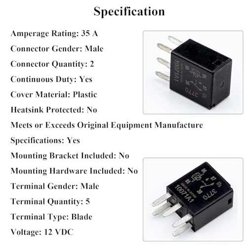 HOPUT 2 قطع G8V-RH-1C7T-R-DC12 - مرحل طاقة، 12 فولت DC 278002822 7866 D1780C 301-1C-C-R1-U01 GM معدات أصلية مرحل متعدد الاستخدامات أسود مرحل مضخة الوقود - Image 5