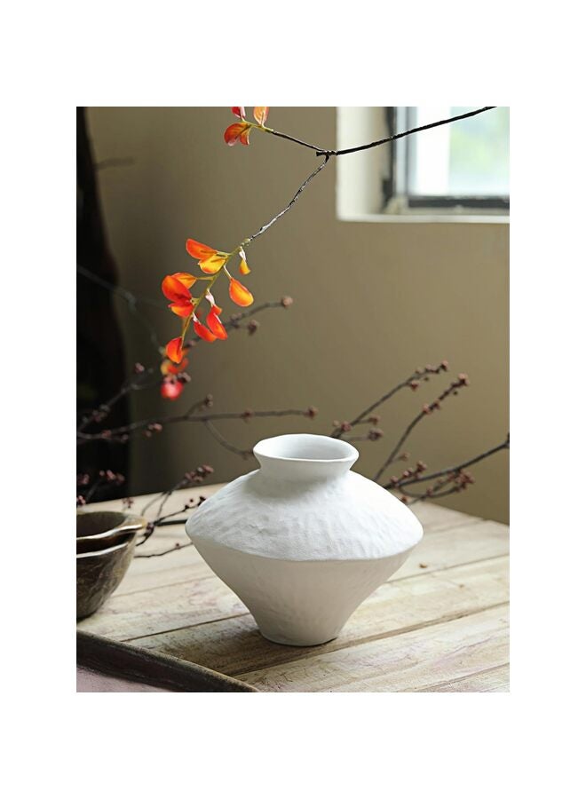 يُسلِّم مزهرية سيراميك بيضاء ريفية، جرة فخارية عتيقة مصنوعة يدويًا، قطعة مركزية للطاولة، مزهرية زهور من البورسلين مقاومة للماء للنباتات المجففة الطازجة، ديكور منزلي فني ريفي - Image 4