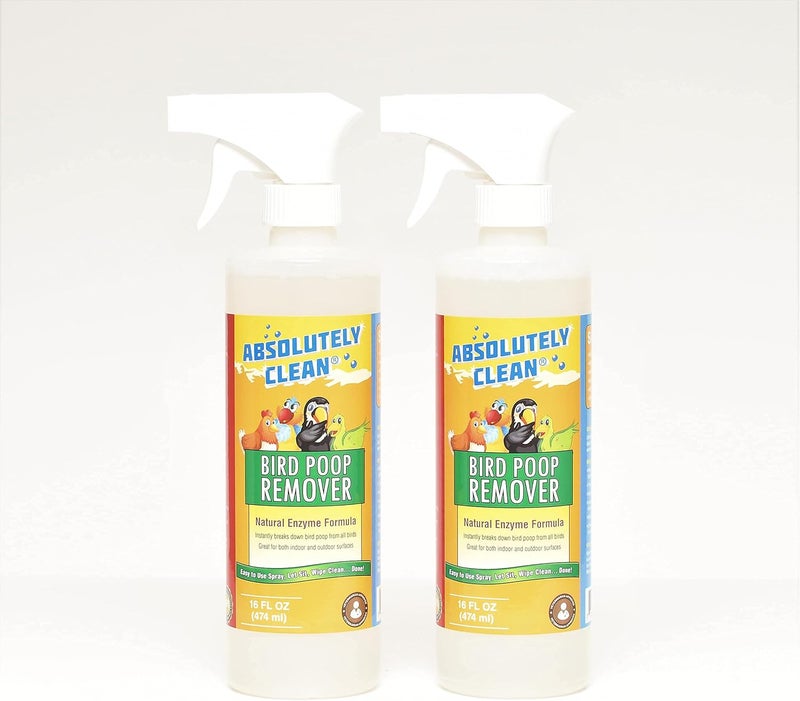 Absolutely Clean Amazing Bird Poop Remover - Just Spray/Wipe - Safely & Easily Removes Bird Messes - Use Indoor/Outdoor - Made in The USA (16oz Spray Bottle 2pack - Save 20%) - Image 1