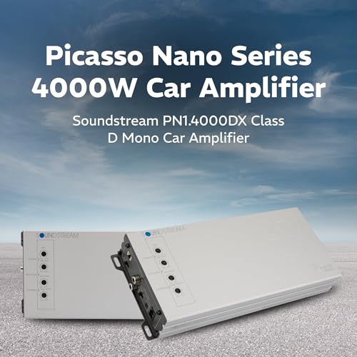 SOUNDSTREAM مضخم الصوت SOUNDSTREAM Picasso Nano PN1.4000DX أحادي القناة من فئة D – مضخم رقمي مدمج بقوة 4000 واط مع تحكم سلكي في الجهير ومدخلات عالية المستوى لمكبرات الصوت والساب ووفرز. - Image 2