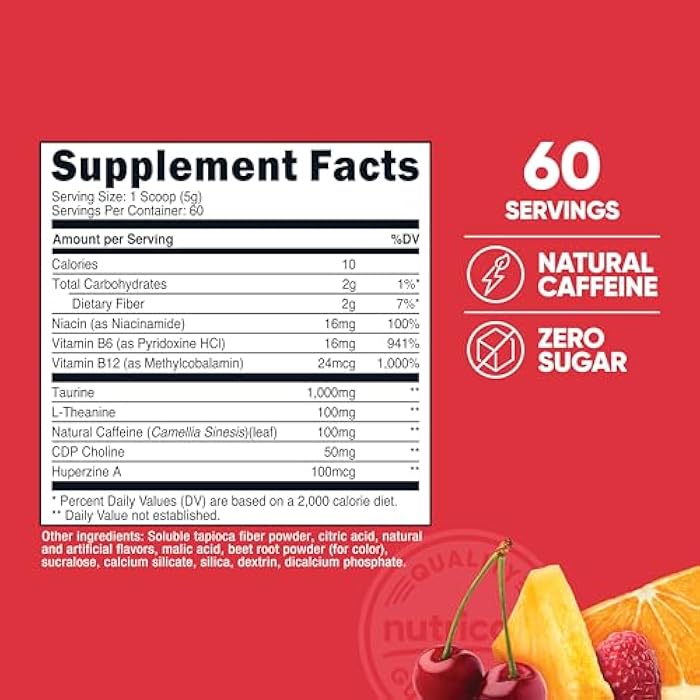 Nutricost Energy Complex (Fruit Punch) (60 Servings) - Clean Energy Powder, 300g Dietary Supplement - Image 2