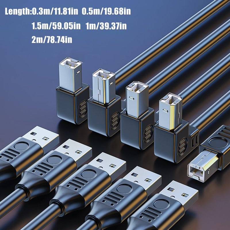 USB 2.0 Printer Cable TypeA Male to TypeB Scanner Cord High Speed 480Mbps 90Degree Elbow for Offices and Home Use - Image 5