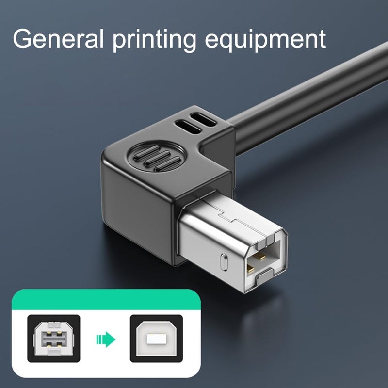 USB 2.0 Printer Cable TypeA Male to TypeB Scanner Cord High Speed 480Mbps 90Degree Elbow for Offices and Home Use - Image 3