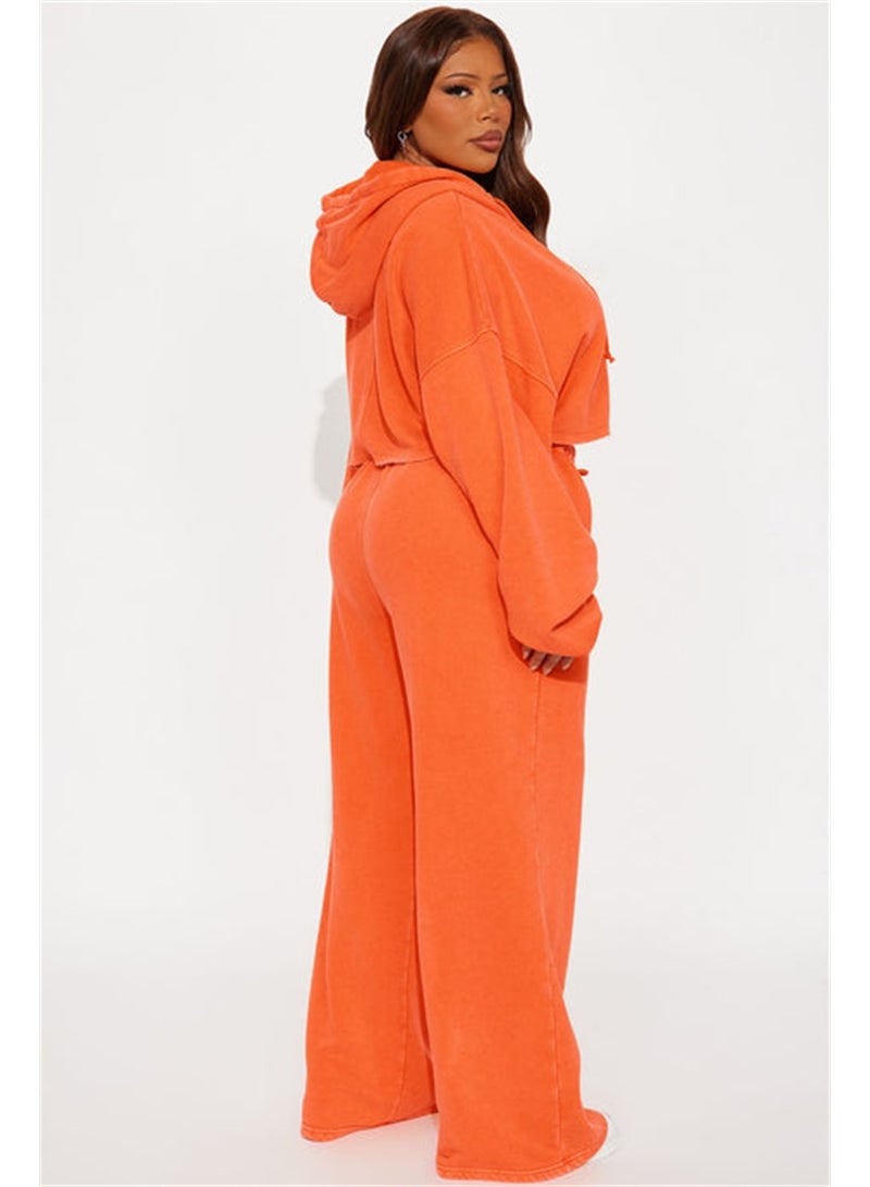 NIBEMINENT Loose Elegant 2 Piece Set Women Solid Long Sleeve Crop Coat Lace Up High Waist Straight Pants Trendy Sports Lady Suit - Image 2