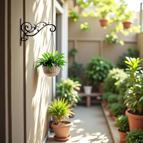 AIM & GGKK Metal Plant Hanger Hook – 2 Pack Hanging Plant Holder for Indoor & Outdoor Use,Wall Hangers Hooks for Hanging Baskets,Wall Mount Bracket for Flower Pots & Planters,Bird Feeders,Lanterns - Image 2