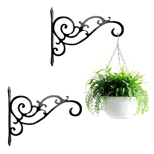 AIM & GGKK Metal Plant Hanger Hook – 2 Pack Hanging Plant Holder for Indoor & Outdoor Use,Wall Hangers Hooks for Hanging Baskets,Wall Mount Bracket for Flower Pots & Planters,Bird Feeders,Lanterns - Image 1