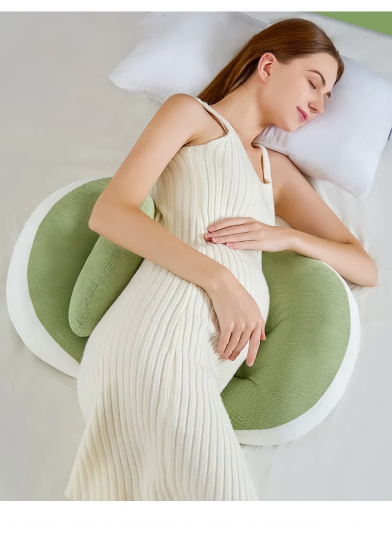 Lee Yon Pregnancy Pillow Portable Adjustable Side Pillow Waist Support Side Sleeping Pillow Maternity Back Support Pillow for Pregnant Women Body Pillow Support for Back Belly and Waist (Green） - Image 1