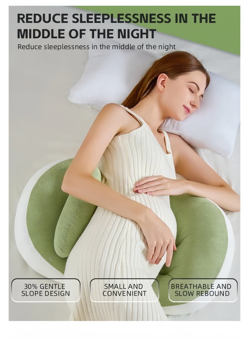 Lee Yon Pregnancy Pillow Portable Adjustable Side Pillow Waist Support Side Sleeping Pillow Maternity Back Support Pillow for Pregnant Women Body Pillow Support for Back Belly and Waist (Green） - Image 4