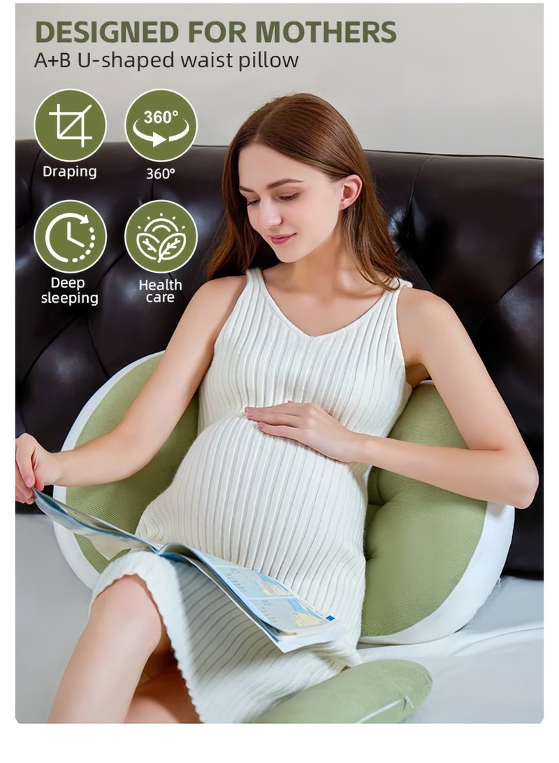 Lee Yon Pregnancy Pillow Portable Adjustable Side Pillow Waist Support Side Sleeping Pillow Maternity Back Support Pillow for Pregnant Women Body Pillow Support for Back Belly and Waist (Green） - Image 3