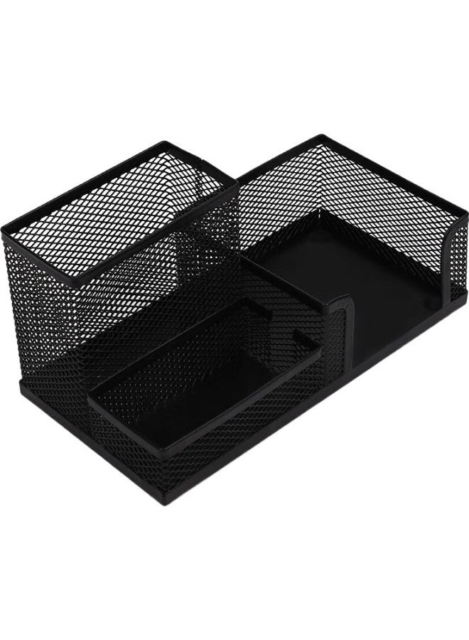 Simaa Metal Mesh Office Pen Holder, Three-Compartment Multifunctional Desktop Organizer, Office Supplies, Black 7064