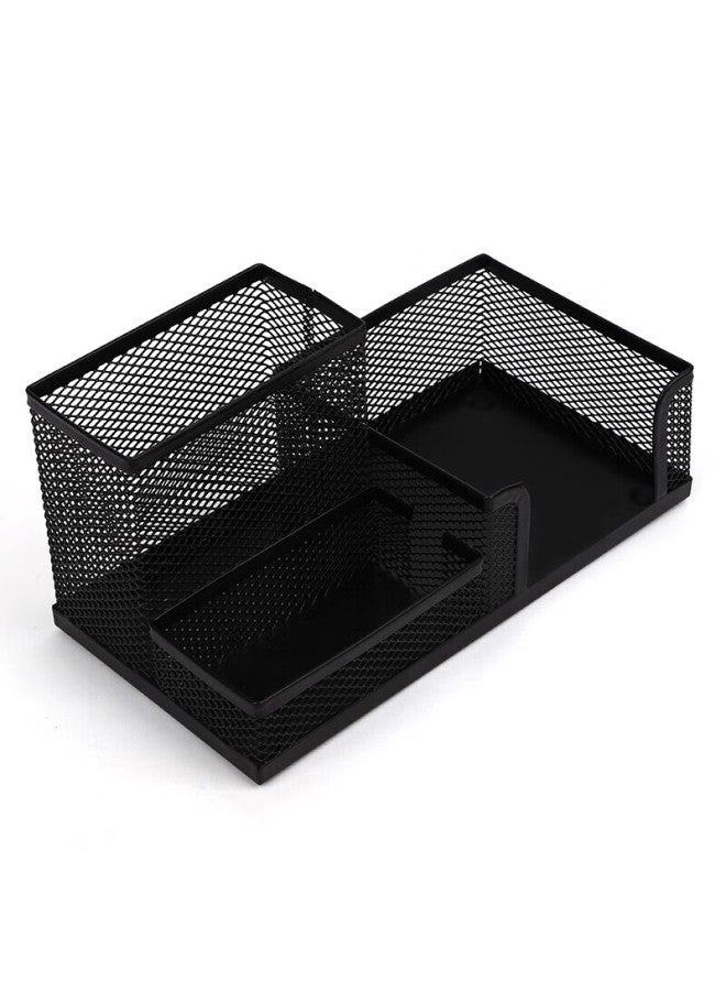 Simaa Metal Mesh Office Pen Holder, Three-compartment Multifunctional Desktop Organizer, Office Supplies, Black 7064 - Image 2