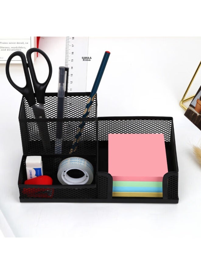 Simaa Metal Mesh Office Pen Holder, Three-compartment Multifunctional Desktop Organizer, Office Supplies, Black 7064 - Image 3