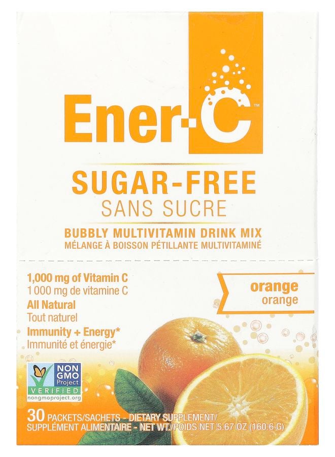 مشروب متعدد الفيتامينات الفوار خالي من السكر بنكهة البرتقال 1000 ملغ 30 عبوة 0.2 أونصة (5.35 غرام) لكل منها