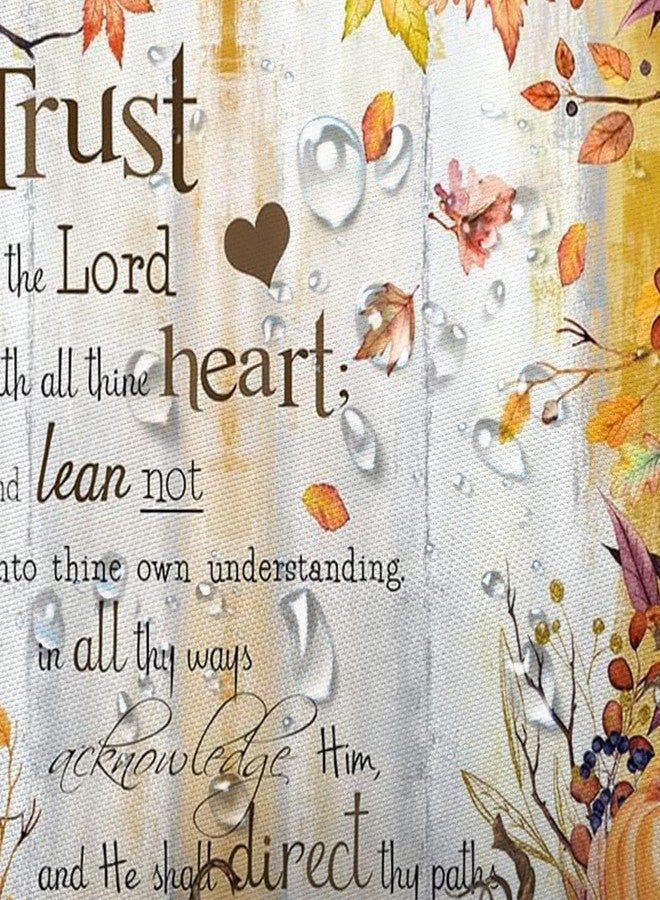 NYMB Fall Pumpkin Shower Curtain, Autumn Thanksgiving Harvest Pumpkins Inspirational Quotes Trust in The Lord Rustic Wooden Board Farmhouse Bathroom Curtain, Thanksgiving Bathroom Accessories, 72X72in - Image 4