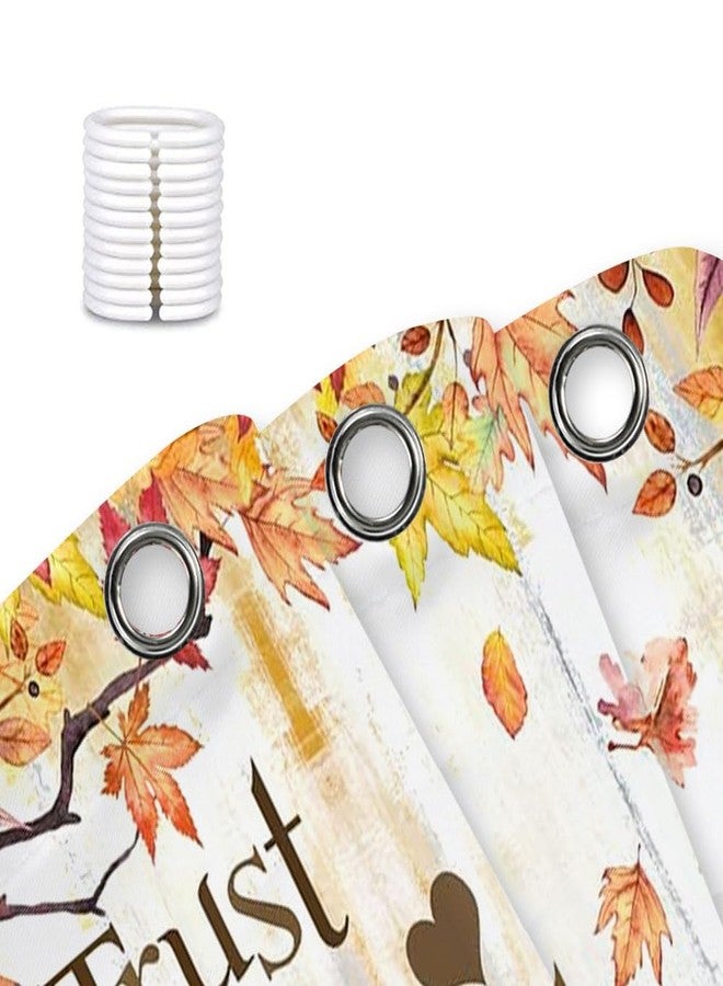NYMB Fall Pumpkin Shower Curtain, Autumn Thanksgiving Harvest Pumpkins Inspirational Quotes Trust in The Lord Rustic Wooden Board Farmhouse Bathroom Curtain, Thanksgiving Bathroom Accessories, 72X72in - Image 5