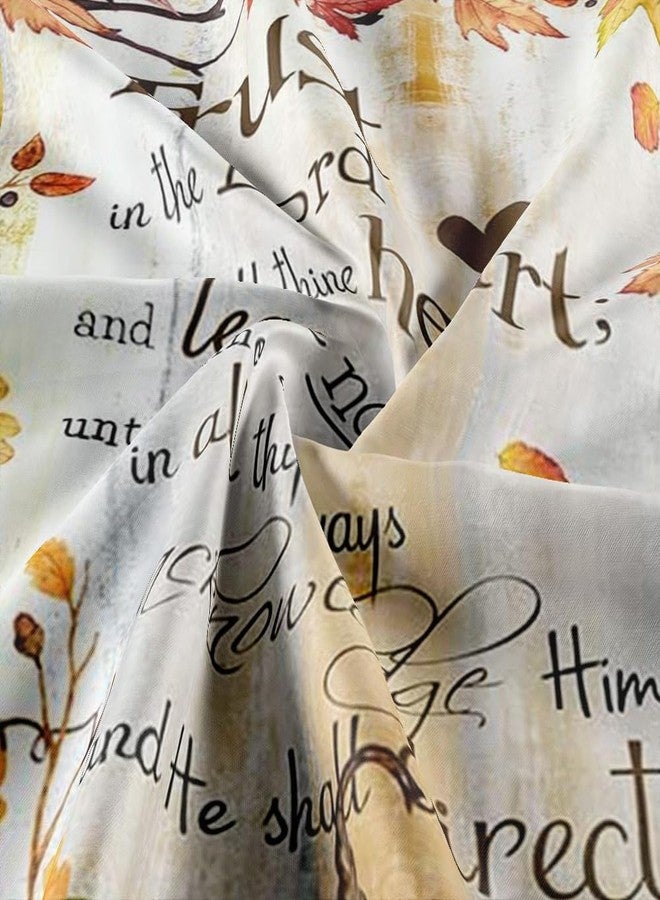 NYMB Fall Pumpkin Shower Curtain, Autumn Thanksgiving Harvest Pumpkins Inspirational Quotes Trust in The Lord Rustic Wooden Board Farmhouse Bathroom Curtain, Thanksgiving Bathroom Accessories, 72X72in - Image 3