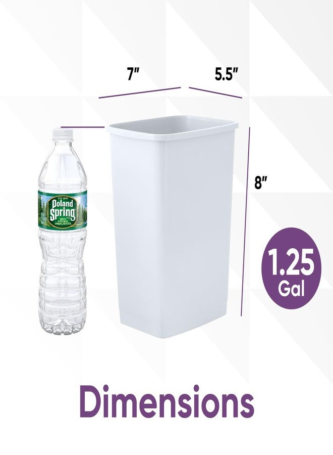 Superio 1.25 Gal Mini Plastic Trash Can, Small Unlidded Waste Bin Only for Countertop, Desk, Vanity, Bathroom 5 Quart (1, White) - Image 2