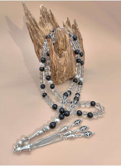 MAJOOD 99 Clear Quartz Beads With Black Ebony Prayer Beads/8MM  - Image 4