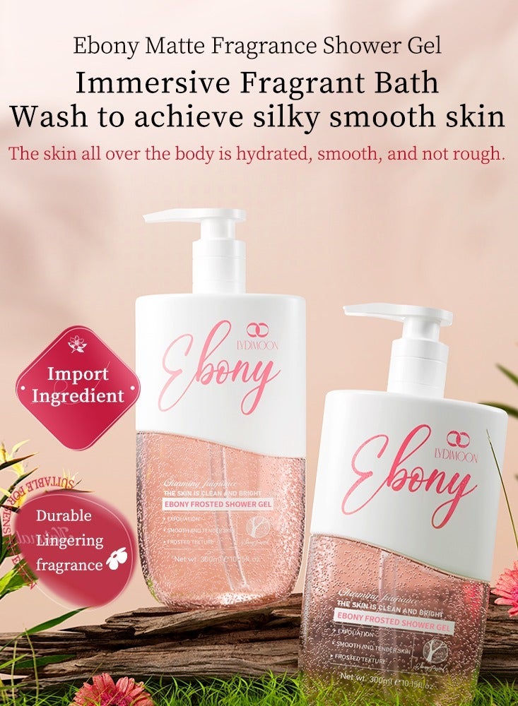 LYDIMOON Ebony Exfoliating Shower Gel Brightening & Long-Lasting Fragrance 300ml - Image 2
