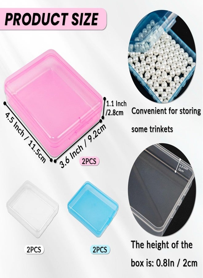 Binxus 6 Pcs Mini Transparent Plastic Storage Containers Box Portable Travel Cotton Pad Holder Small Cosmetic Pad Cotton Ball Holder Dispenser for Cotton Rounds, Swabs, Floss (3 Colors) - Image 2