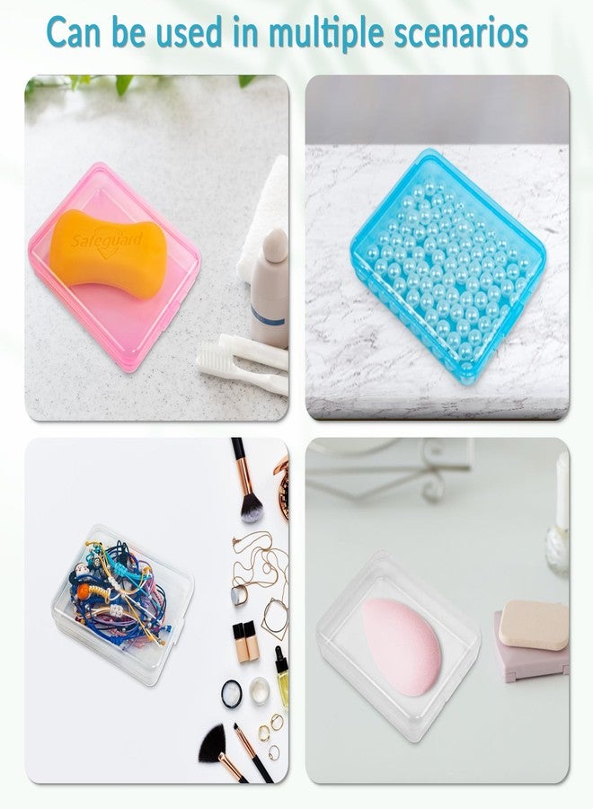 Binxus 6 Pcs Mini Transparent Plastic Storage Containers Box Portable Travel Cotton Pad Holder Small Cosmetic Pad Cotton Ball Holder Dispenser for Cotton Rounds, Swabs, Floss (3 Colors) - Image 5