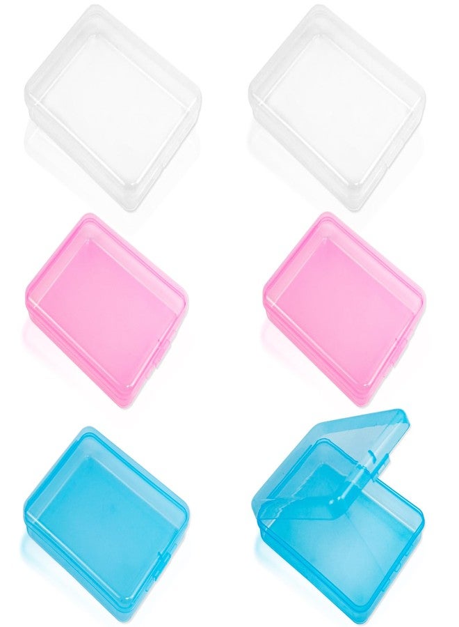 Binxus 6 Pcs Mini Transparent Plastic Storage Containers Box Portable Travel Cotton Pad Holder Small Cosmetic Pad Cotton Ball Holder Dispenser for Cotton Rounds, Swabs, Floss (3 Colors) - Image 1