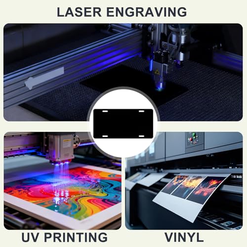AceSubli 5 Pcs Black License Plate Blanks, Metal Aluminum License Plate for Laser Engraving, Vinyl, UV Printing, 6x12 Inch Metal Front Car Tag Sign Blanks for Custom Design Gift Thickness 0.6mm - Image 5