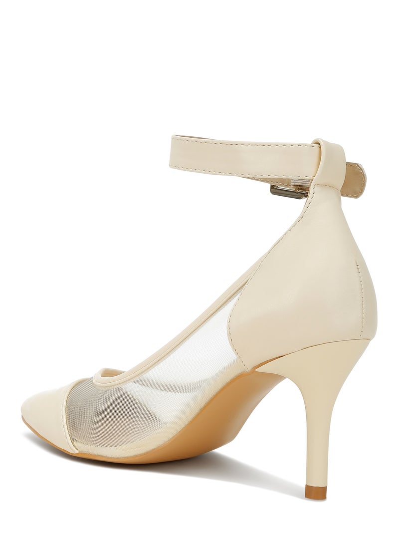 London Rag Pointy Toe Ankle Strap Pumps in Beige  - Image 3