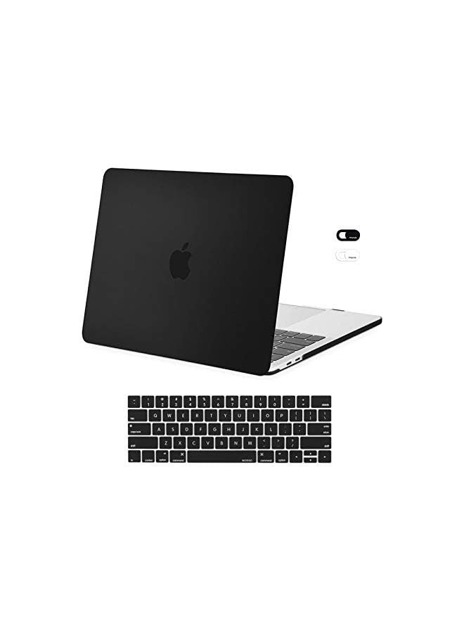 Mosiso Compatible with MacBook Pro 13 inch Case 2024 2023, 2022, 2021-2016 M2 M1 A2338 A2251 A2289 A2159 A1989 A1708 A1706, Plastic Hard Shell Case & Keyboard Cover Skin & Webcam Cover, Black - Image 1