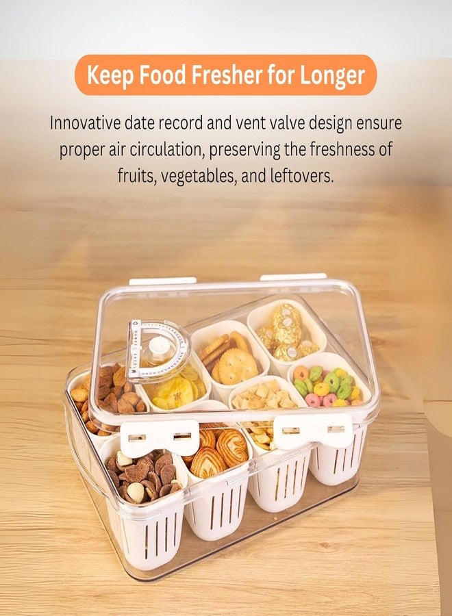SANTALON Storage Boxes - Food Containers For Kitchen/Fridge Organiser Box | Draining Dividers Bin/Vegetable Container, Spice, Masala, & Nuts Box, Sprout Maker Plastic (White, 8 Compartment Box) - Image 2