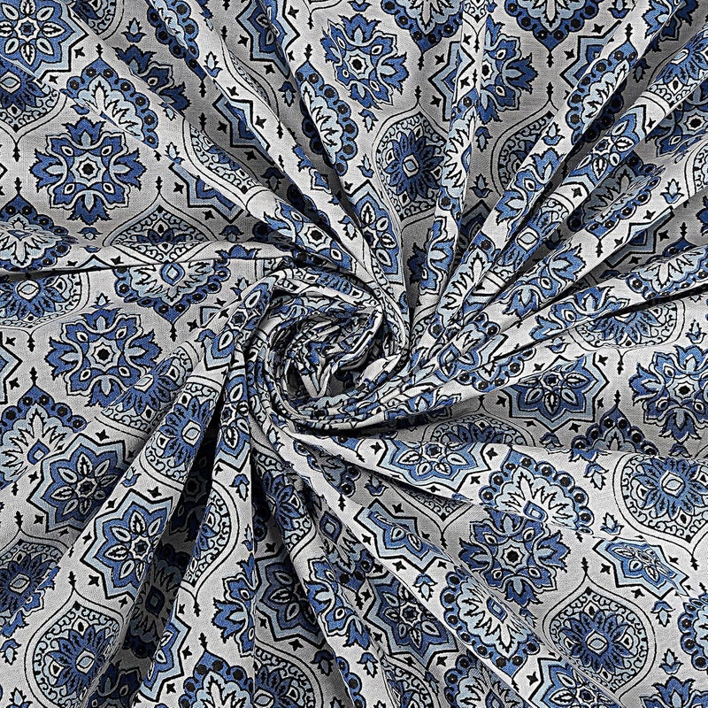 WESTLYN Hand Block Print 300 TC Cotton King Size Bedsheet MultiColoured97 - Image 4