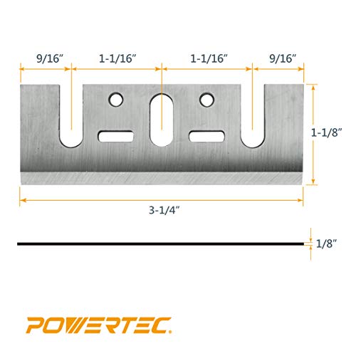 POWERTEC 3-1/4" (82mm) HSS Planer Blades for DEWALT DCP580B D26676, BOSCH PL2632K, Makita XPK01Z KP0800K N1900B, Replacement for DEWALT DW6655, Makita D-17217 D-46230, BOSCH PA1204, set of 2 (12834) - Image 3