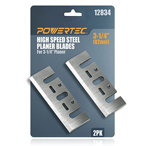 POWERTEC 3-1/4" (82mm) HSS Planer Blades for DEWALT DCP580B D26676, BOSCH PL2632K, Makita XPK01Z KP0800K N1900B, Replacement for DEWALT DW6655, Makita D-17217 D-46230, BOSCH PA1204, set of 2 (12834) - Image 1