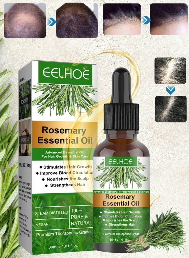 EELHOE Rosemary Essential Oil 30ml Pure Rosemary Oil for Hair Growth & Skin Care Nourishment Scalp Stimulates Hair Growth Rid of Itchy and Dry Scalp Refreshing Aromatherapy Oil for Men Women - Image 1