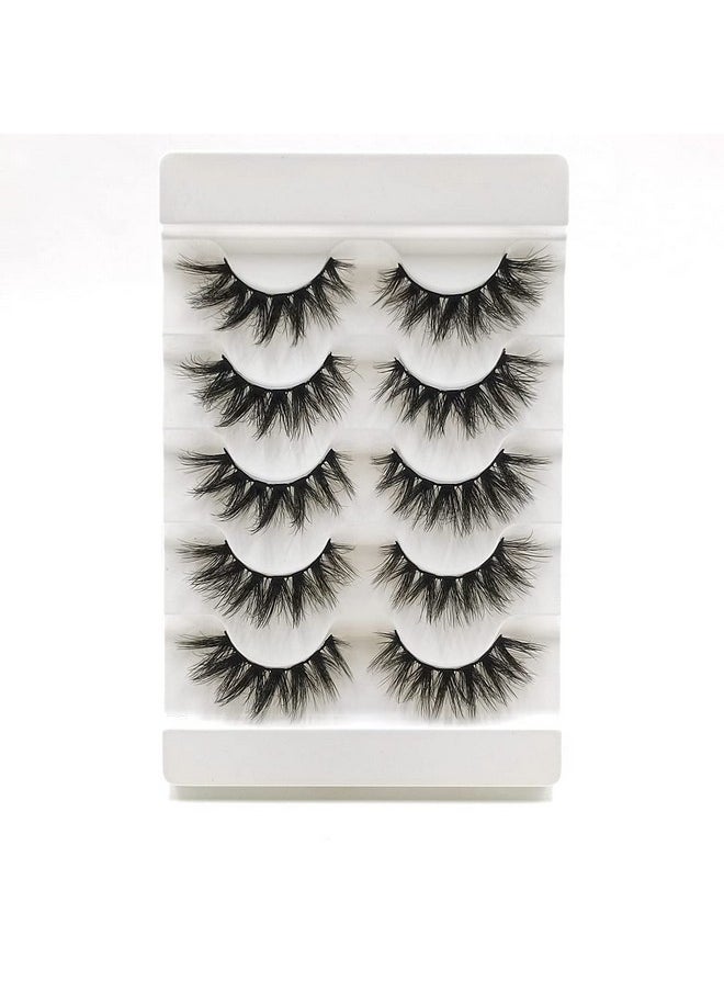 FQNing - False Mink Lashes Curled 6D 15Mm Fake Eye Lashes Wispy Lashes Natural Eyelash Soft Five Pairs (15Mm Ls04) - Image 1