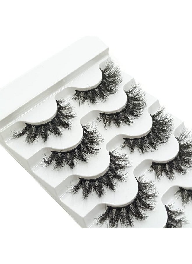 FQNing - False Mink Lashes Curled 6D 15Mm Fake Eye Lashes Wispy Lashes Natural Eyelash Soft Five Pairs (15Mm Ls04) - Image 1