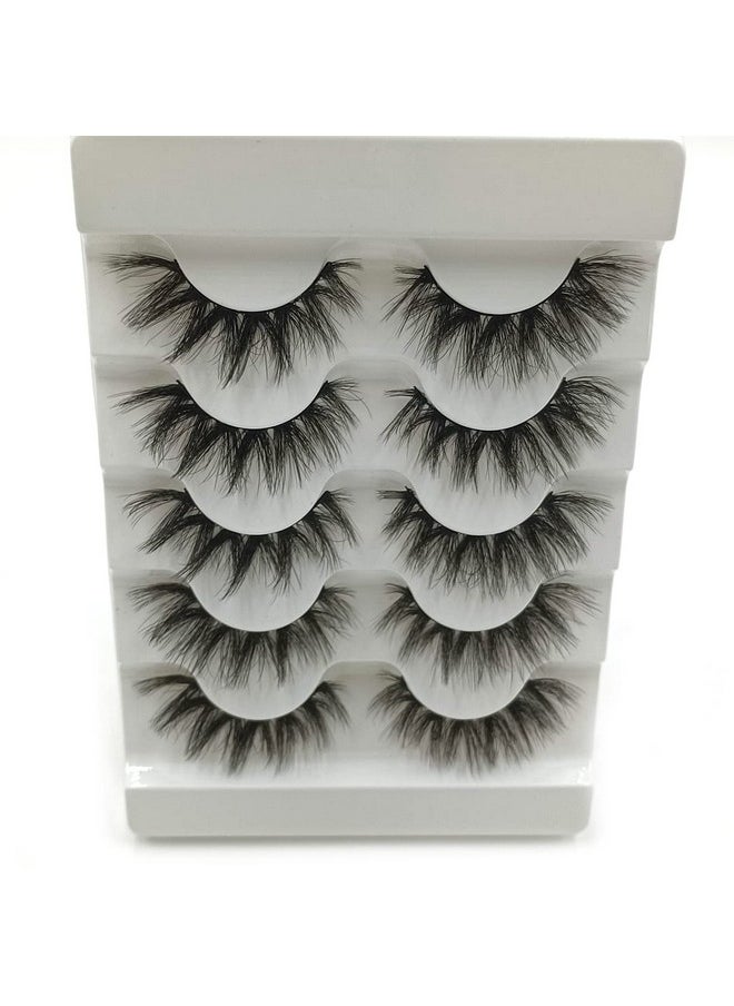 FQNing - False Mink Lashes Curled 6D 15Mm Fake Eye Lashes Wispy Lashes Natural Eyelash Soft Five Pairs (15Mm Ls04) - Image 1