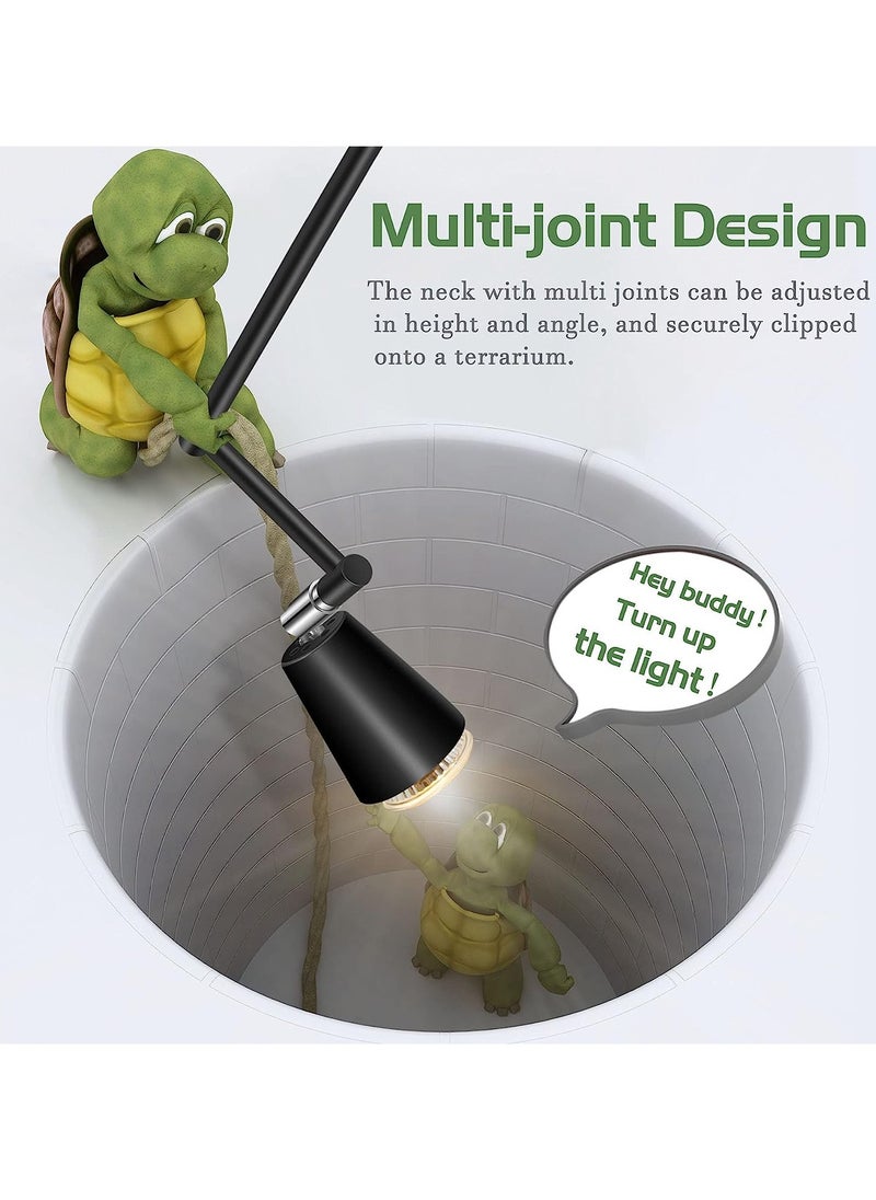 Fischuel Flexible Heating Lamp UVB Lamp with Clamp Fixtures, Reptile and Aquarium, Terrarium and Vivarium Basking Lamps and Spotlight, Comes with 3 Bulbs
