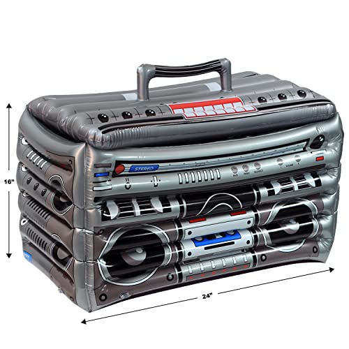 Beistle Inflatable Boom Box Cooler 16 x 24 Holds Approx 48 12 oz Cans 80s Party Decorations Inflatable Cooler for Parties Drink Containers Beverage Cooler Music Themed Decorations - Image 3