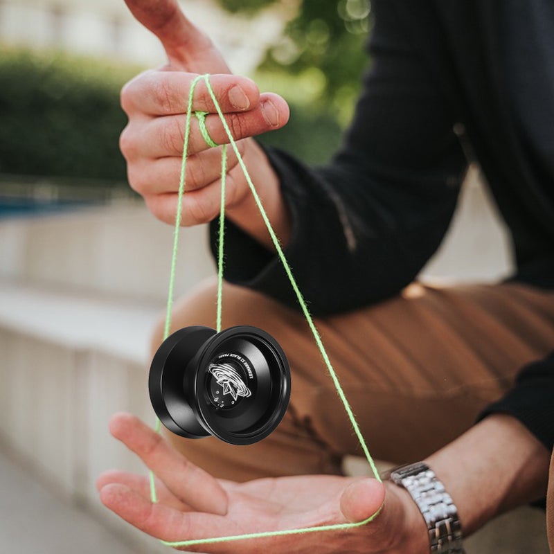 Competitive Yoyo Ball: Black Aluminum Alloy - Stable Balanced High Speed Performance, Fade & Scratch Resistant Anodized Surface, Precision Bearings for Smooth Quiet Spinning for Advanced Players & Com - Image 4