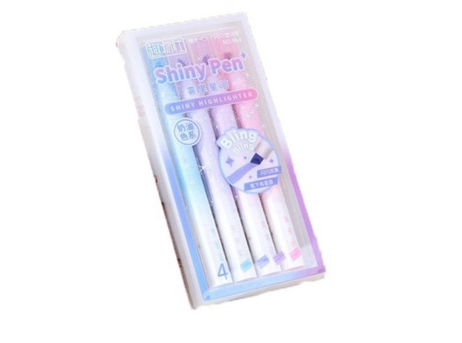 Shiny Highlighter Pens Set With Glitter Effect Multicolour Starry River Edition 4-Piece Purple ColorsNO.964 - Image 2