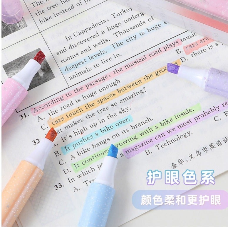 Shiny Highlighter Pens Set With Glitter Effect Multicolour Starry River Edition 4-Piece Purple ColorsNO.964 - Image 3
